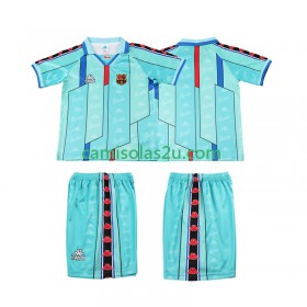 Camisolas de futebol FC Barcelona Retro Criança Equipamento Alternativa 1996 1997 Manga Curta